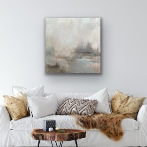 Originalmålning Vinterförälskelse – stillsam samtida konst i mjuka toner